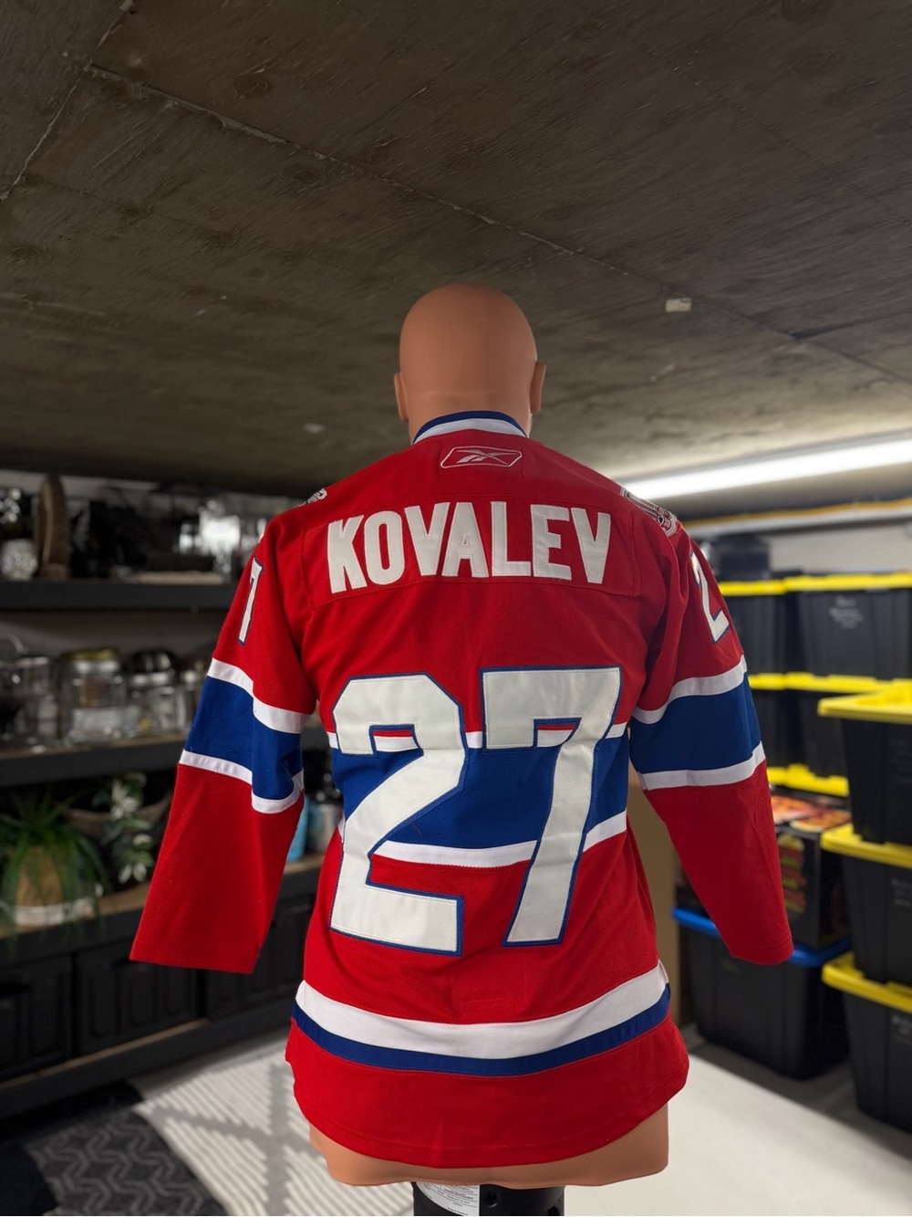Official Reebok Red Kovalev #27 Hockey Jersey with Blue and White Accents